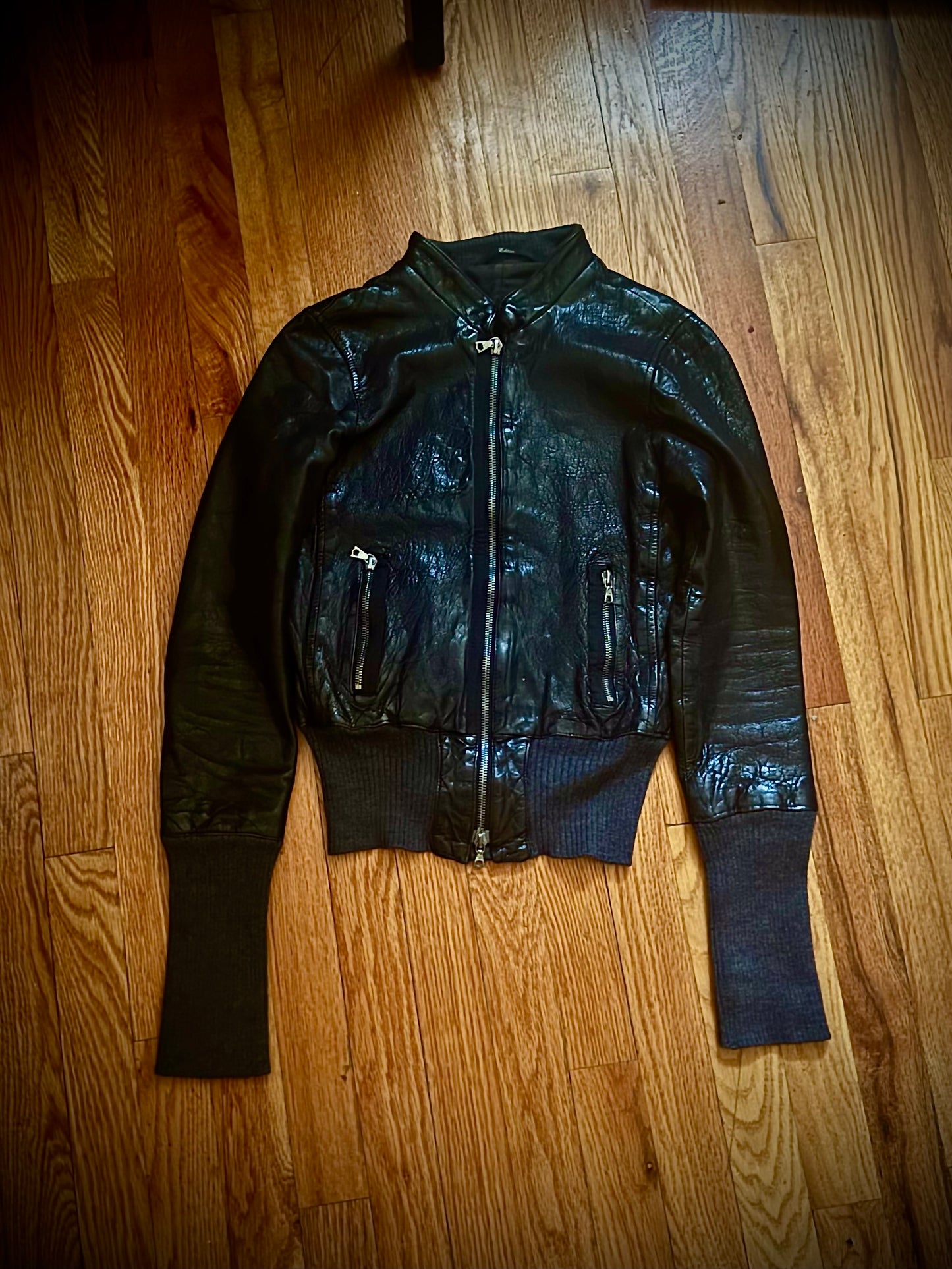 Archived "Edition" Black Lamb-leather Jacket w cropped fit