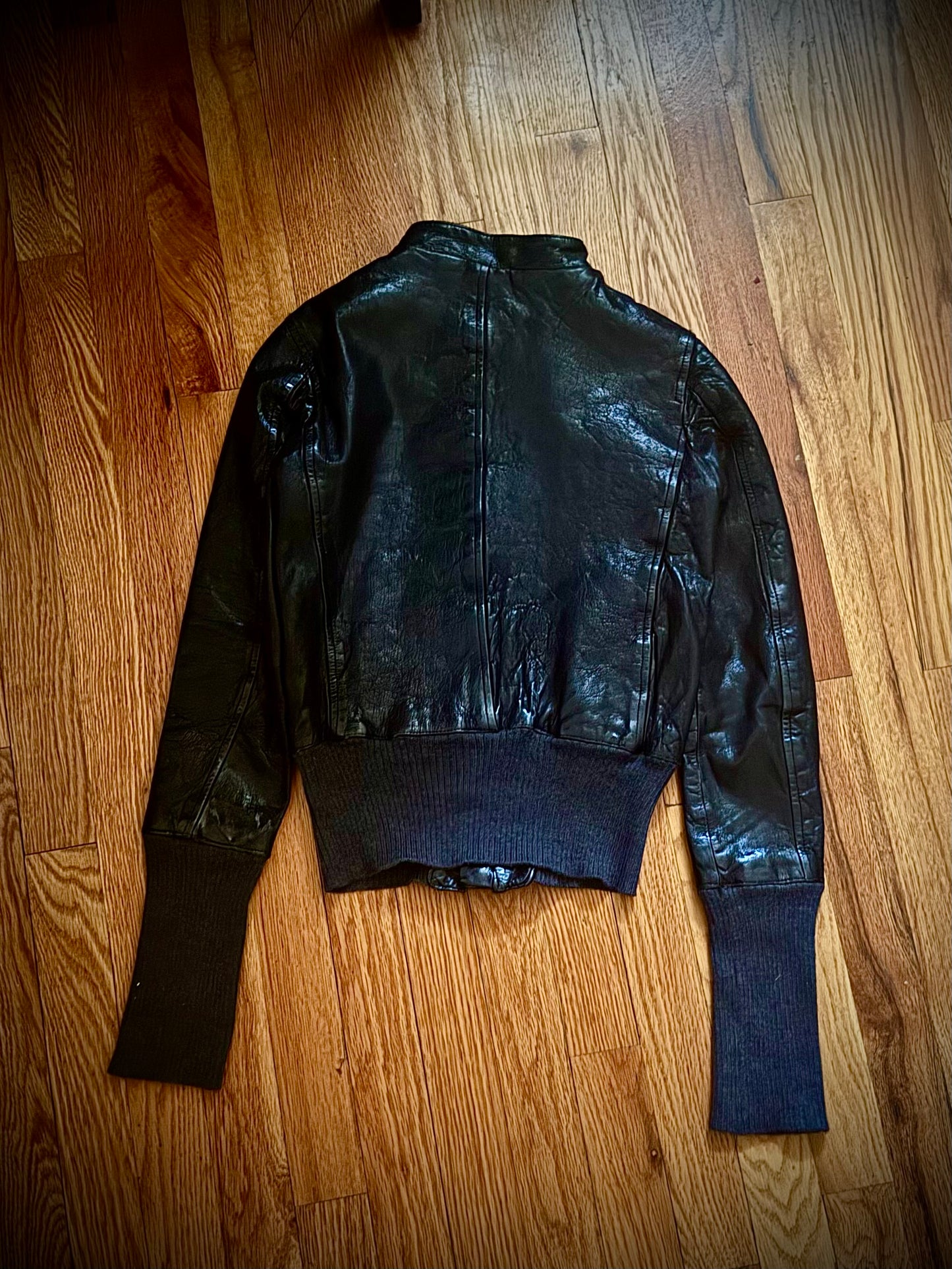 Archived "Edition" Black Lamb-leather Jacket w cropped fit